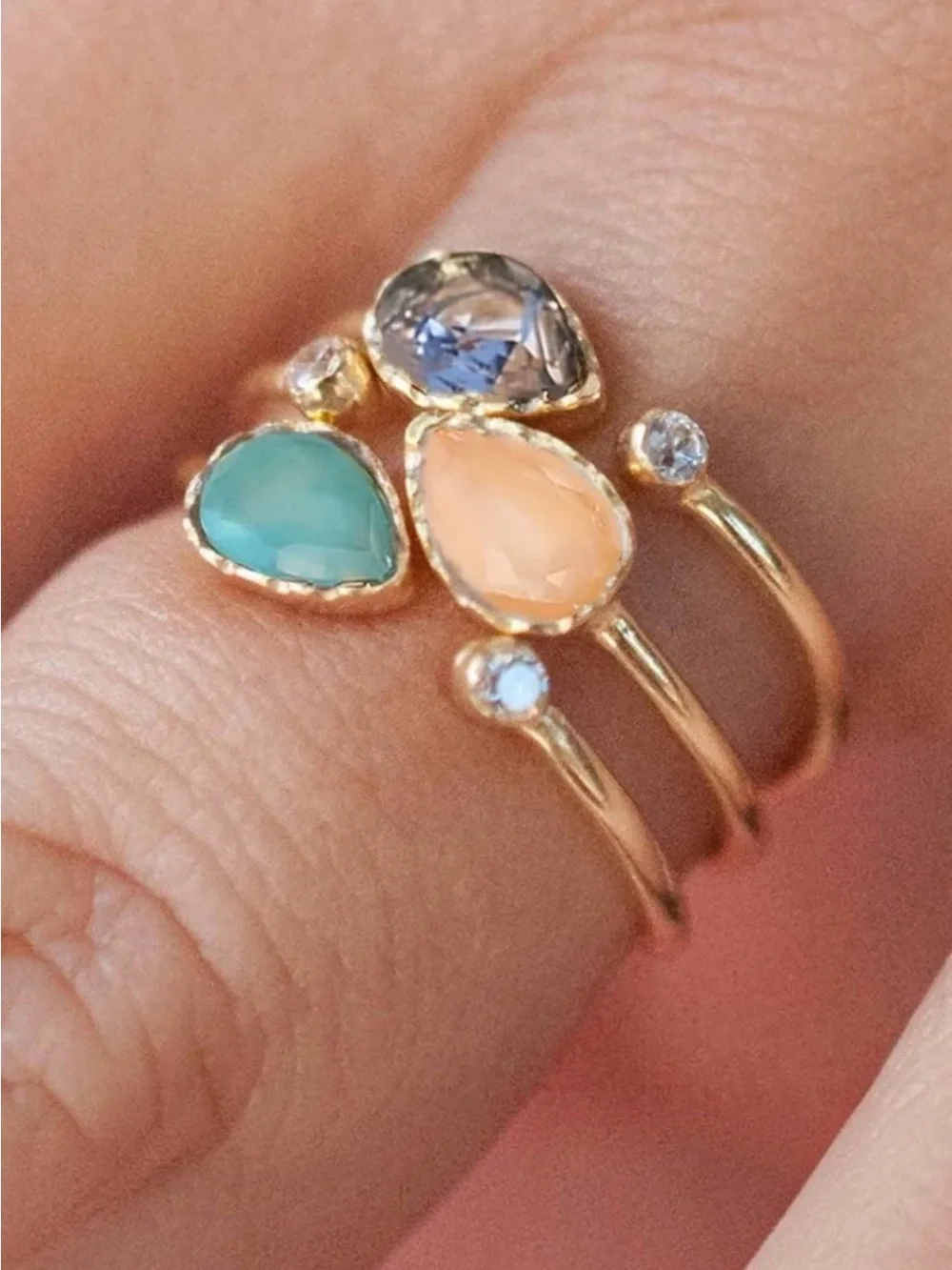 Multi-stone Adjustable Ring NWT Gold Plated